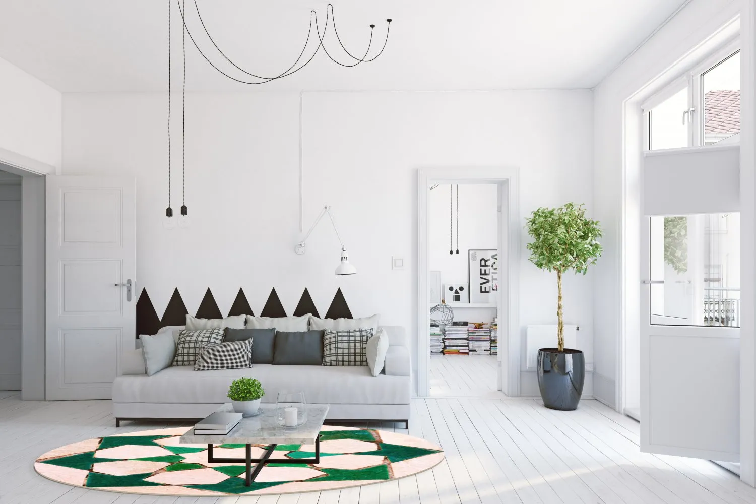 Tappeto rotondo - Chia (verde/beige)