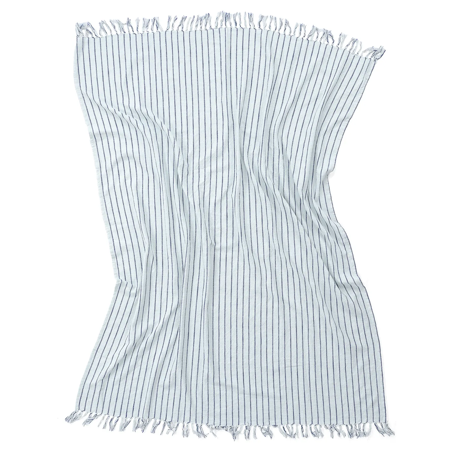 Coperte - Rumi stripe cotton throw (azzurro chiaro/blu navy/crema)
