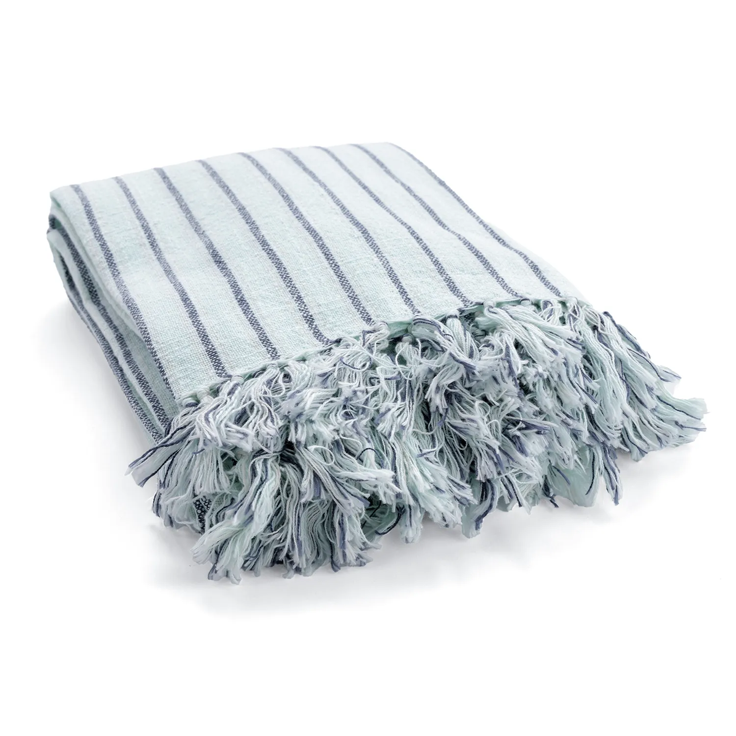 Coperte - Rumi stripe cotton throw (azzurro chiaro/blu navy/crema)