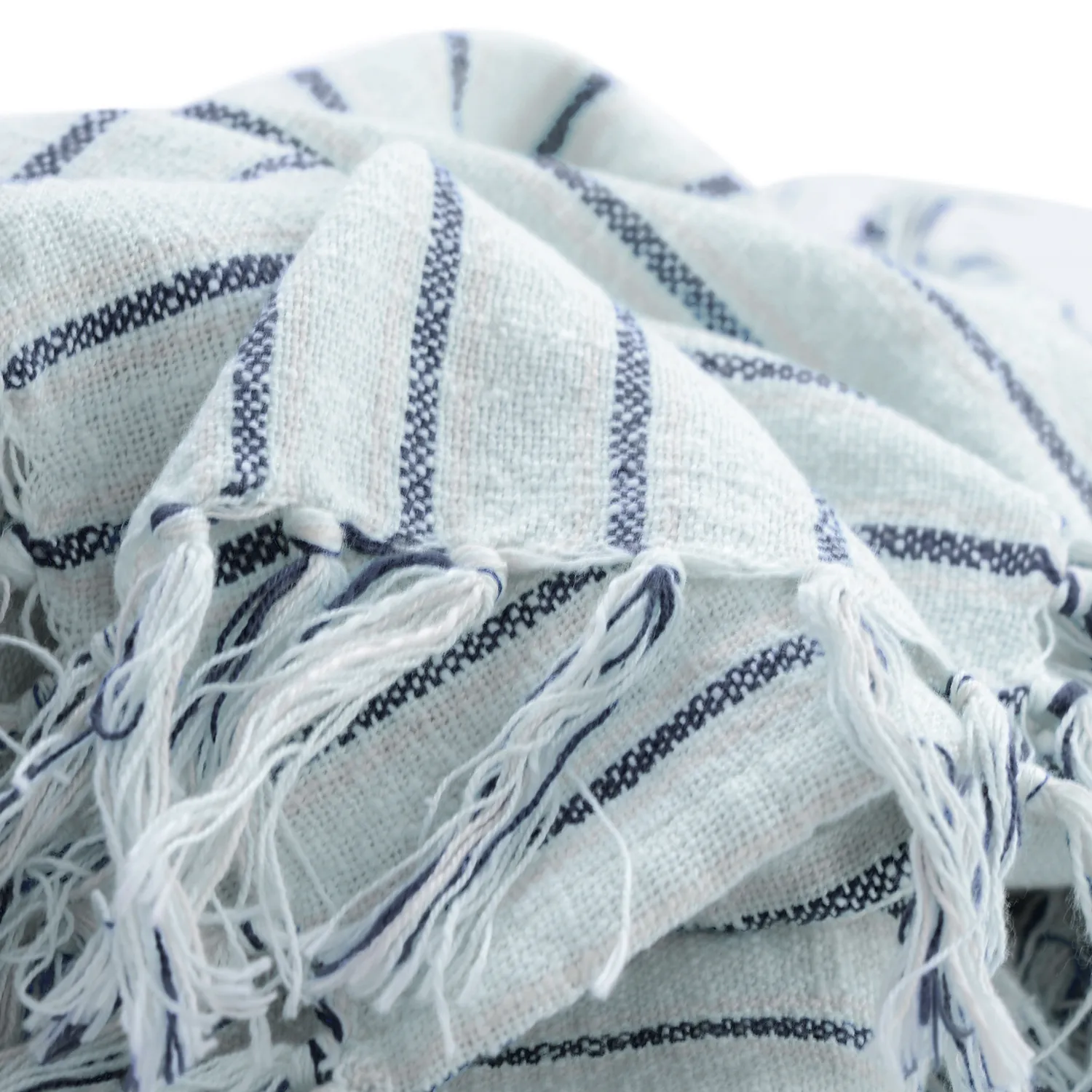 Coperte - Rumi stripe cotton throw (azzurro chiaro/blu navy/crema)