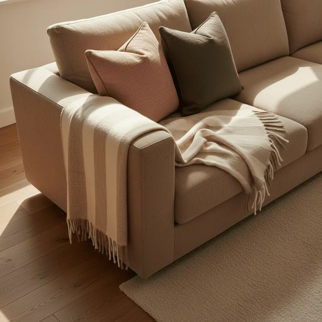 Coperte - Plaid in misto lana - Beatriz Stripe (beige/bianco)