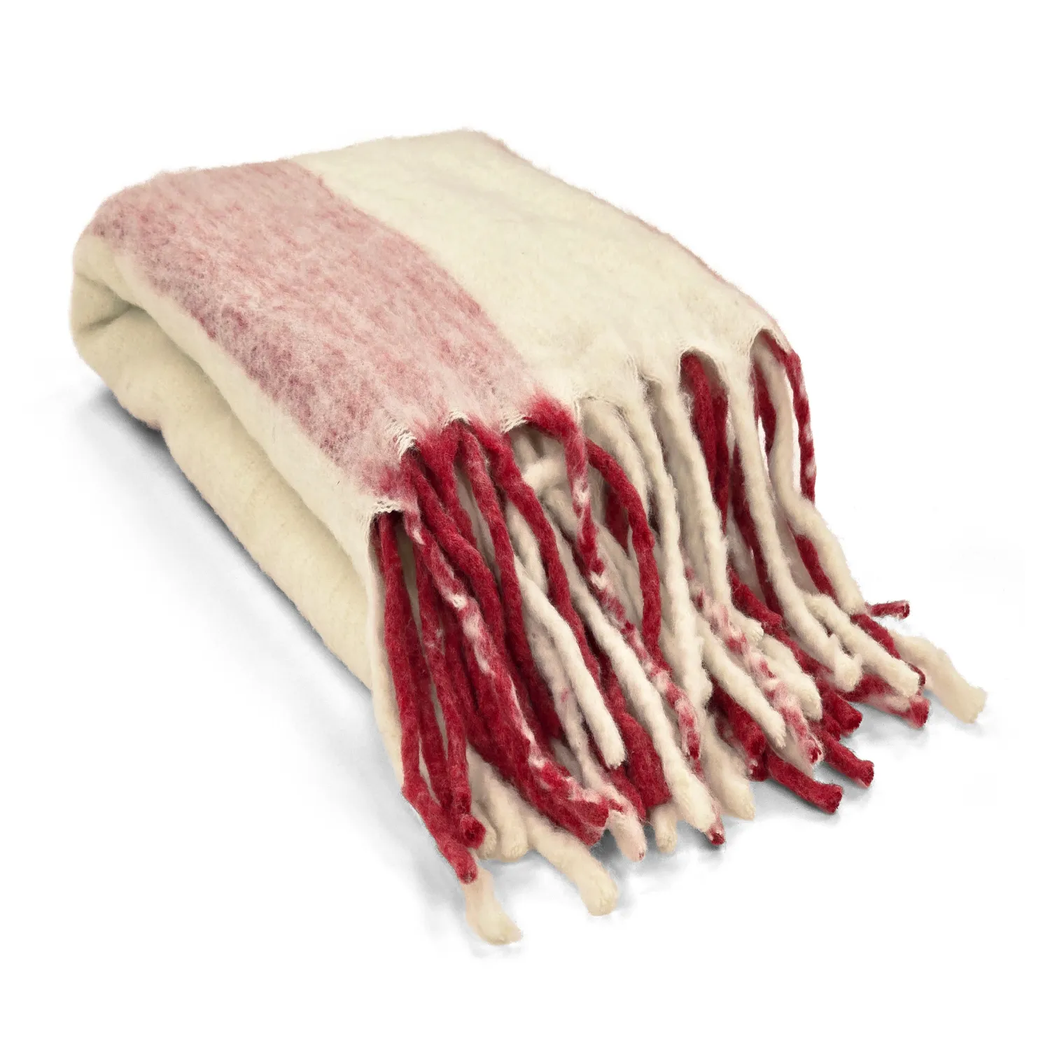 Coperte - Plaid in misto lana - Beatriz Stripe (rosso/bianco)