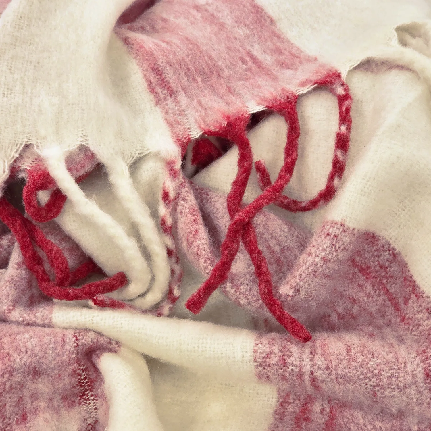Coperte - Plaid in misto lana - Beatriz Stripe (rosso/bianco)