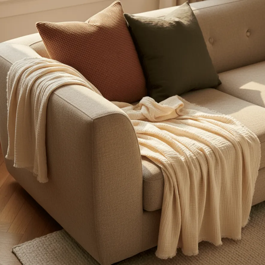 Coperte - Plaid in mussola - Dorena (crema)