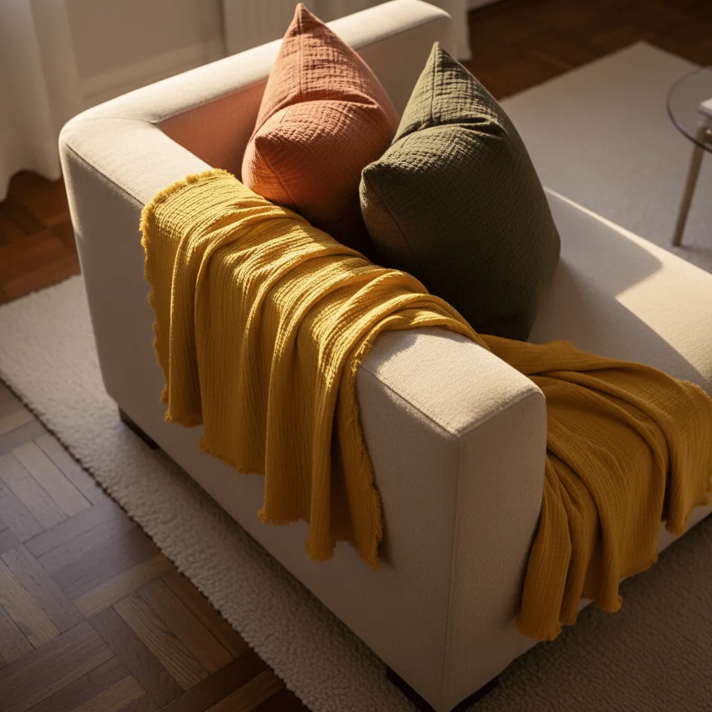 Coperte - Plaid in mussola - Dorena (giallo senape)