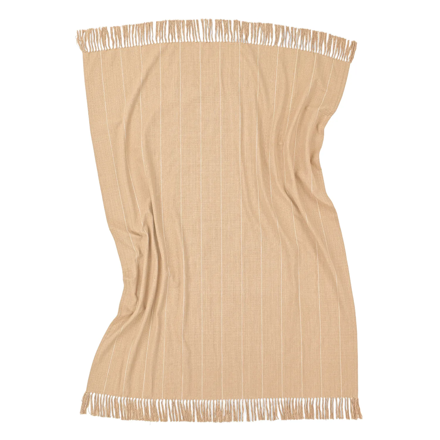 Coperte - Plaid in cotone - Martina Stripe (beige/bianco)