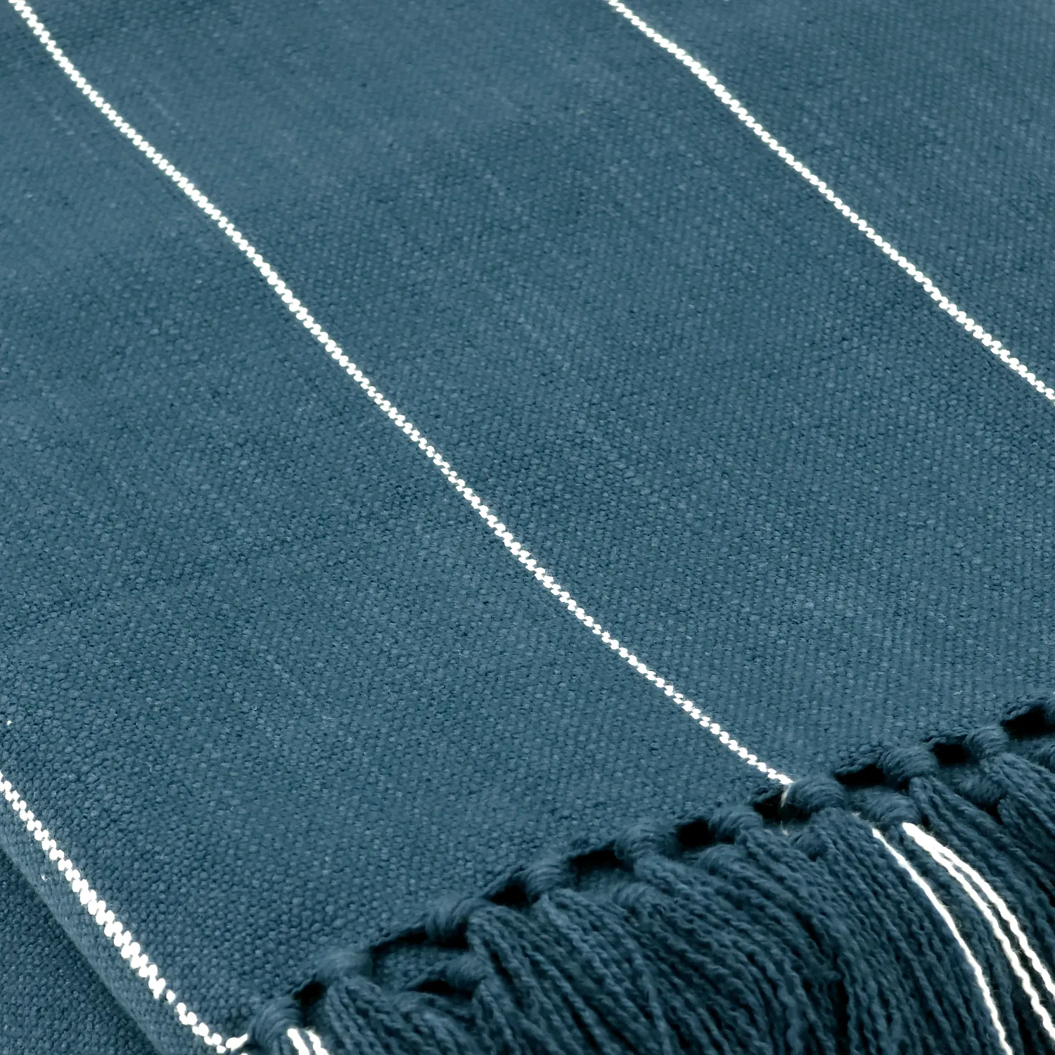 Coperte - Plaid in cotone - Martina Stripe (blu/bianco)