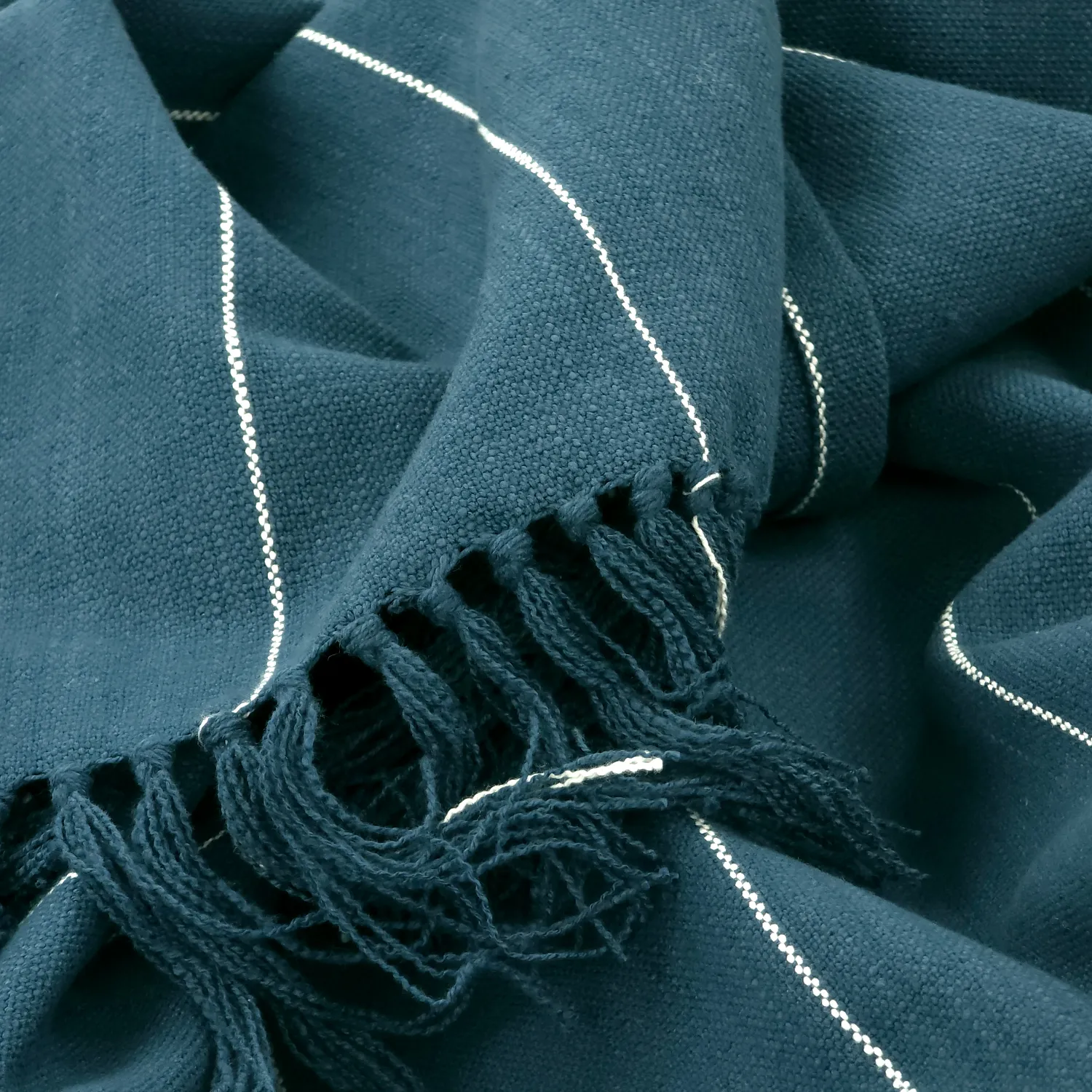 Coperte - Plaid in cotone - Martina Stripe (blu/bianco)