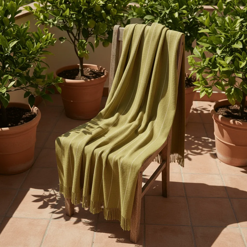 Coperte - Plaid in cotone - Martina Stripe (verde/bianco)