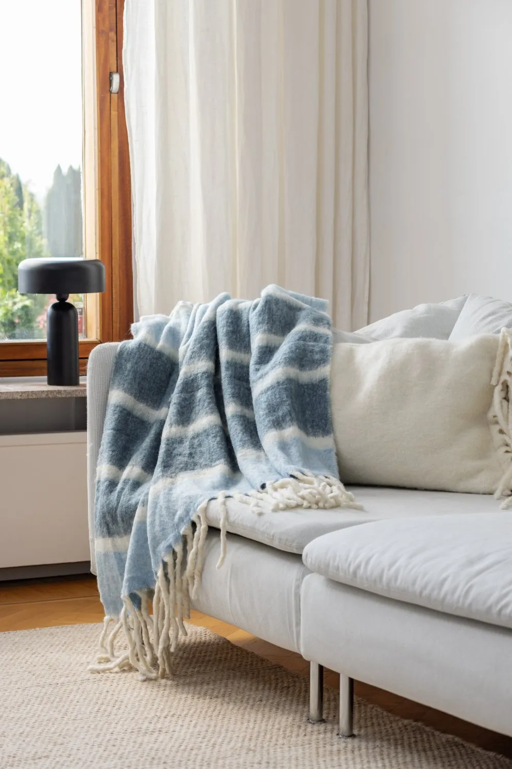 Coperte - Plaid in misto lana - Charlotte (blu)