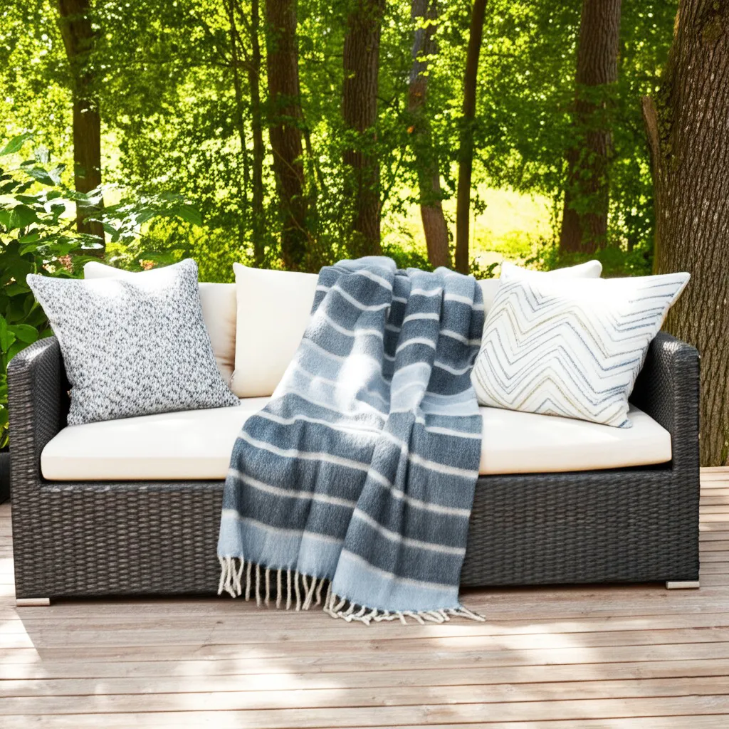 Coperte - Plaid in misto lana - Charlotte (blu)