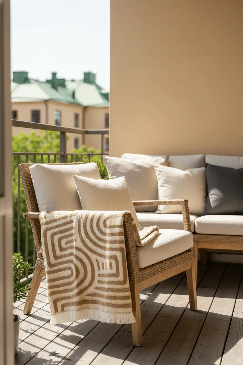 Coperte - Plaid in misto lana - Melody (marrone/beige)
