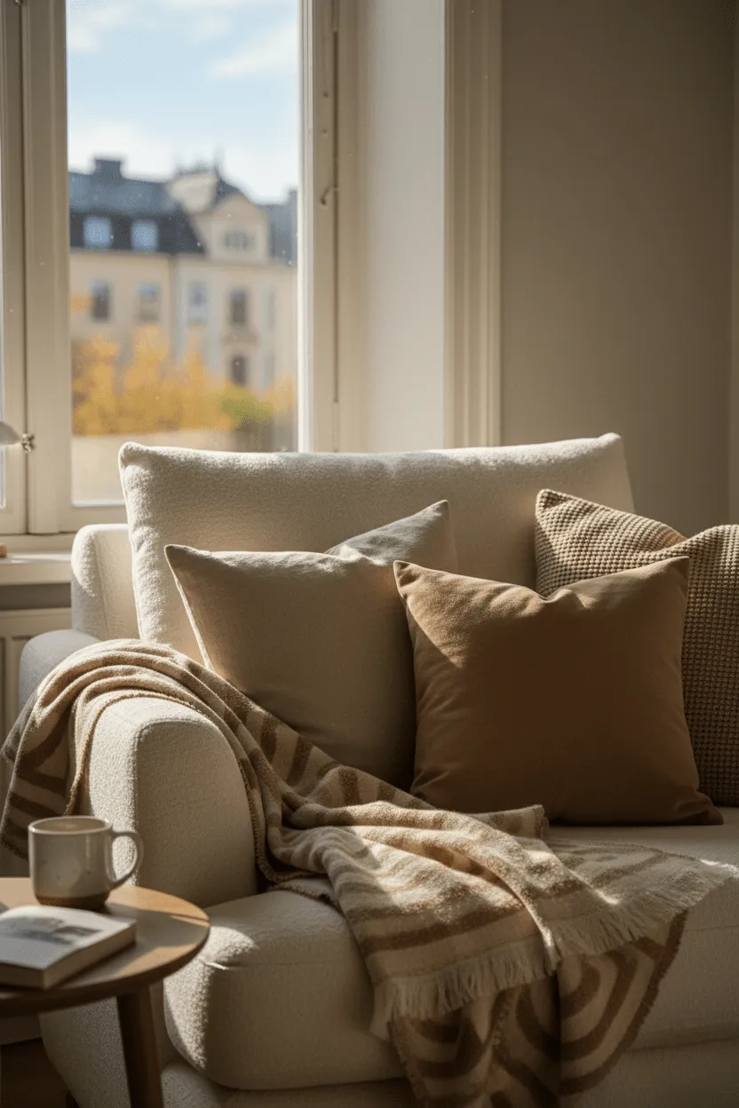 Coperte - Plaid in misto lana - Melody (marrone/beige)