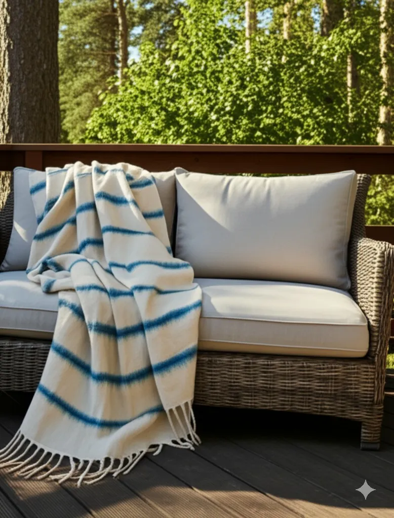 Coperte - Plaid in misto lana - Miranda (blu)