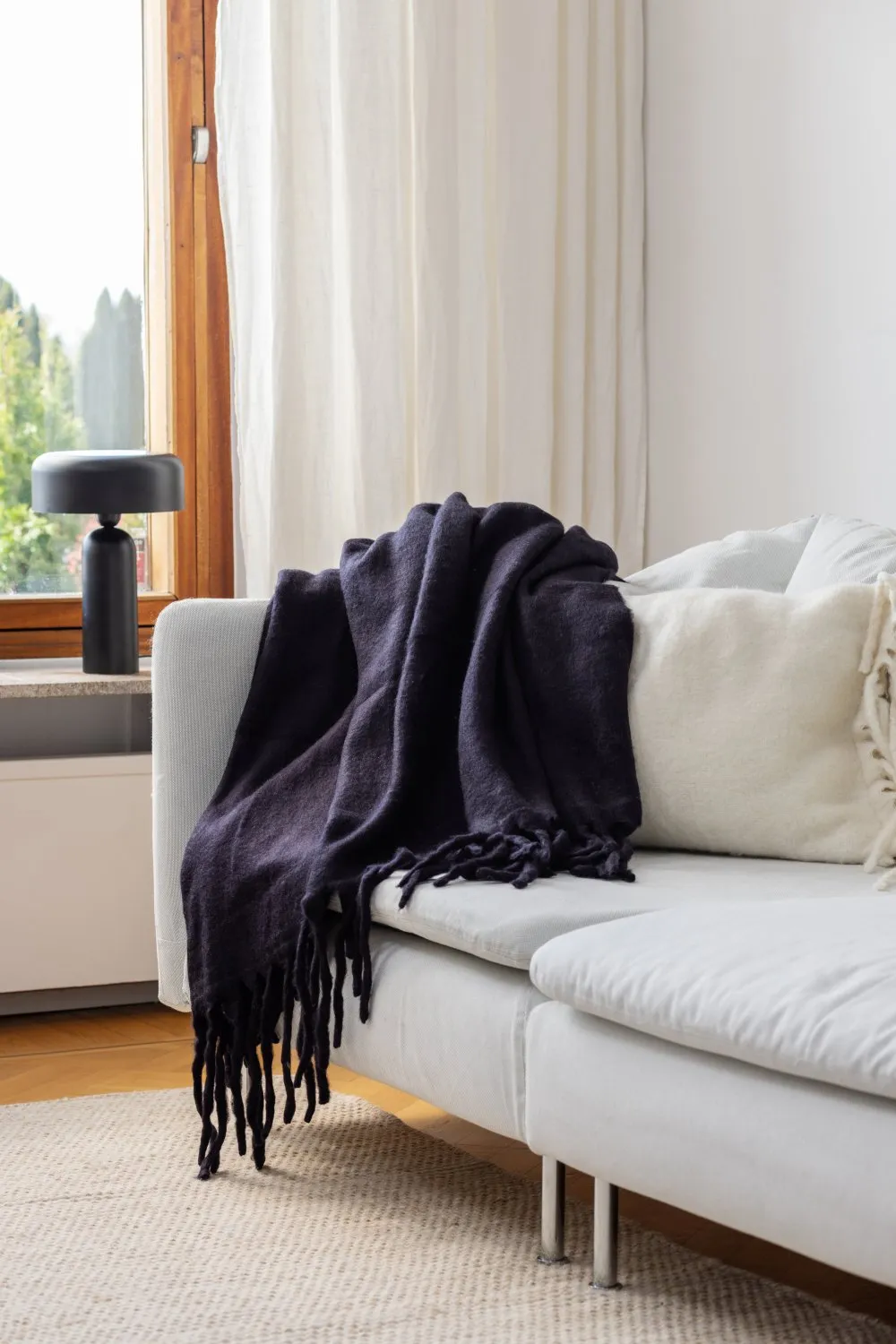 Coperte - Plaid in misto lana - Samantha (nero)