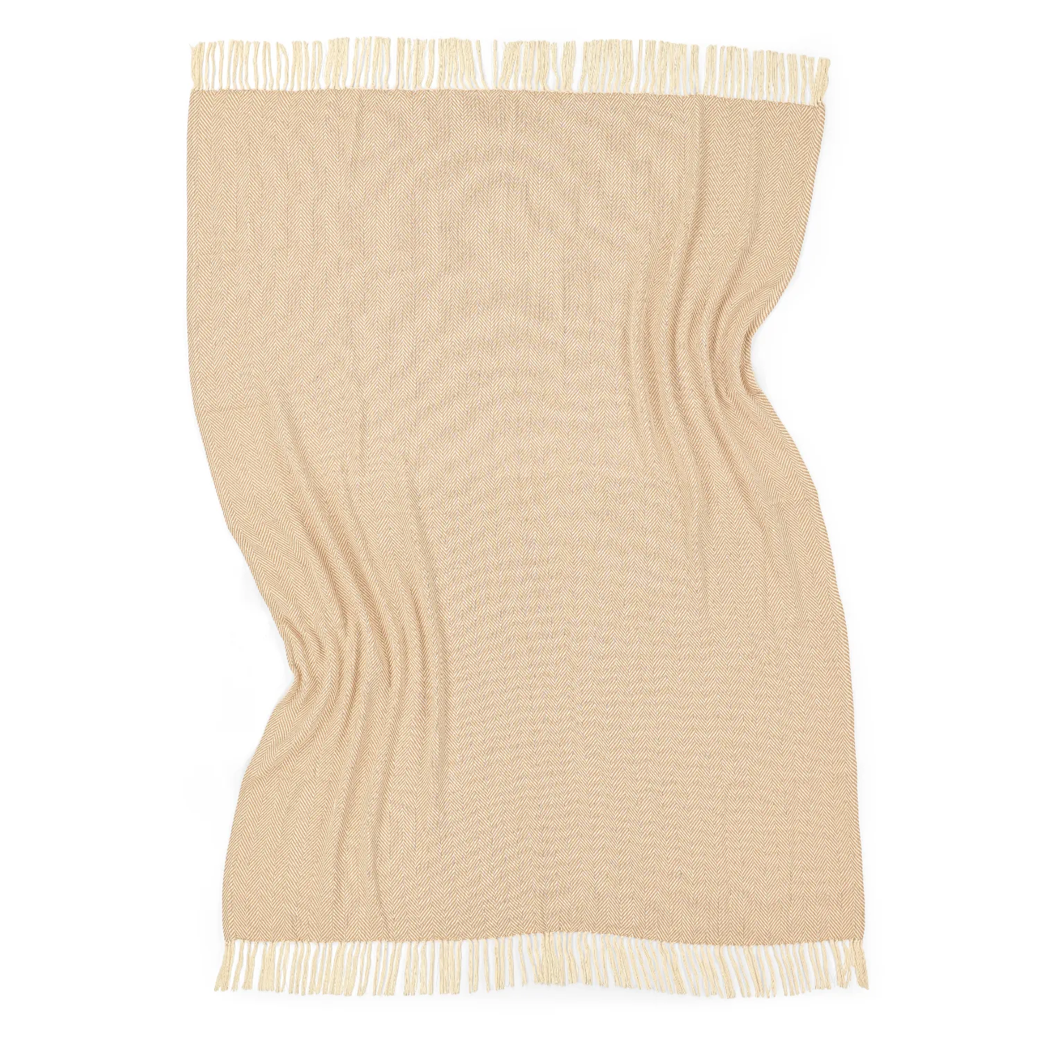 Coperte - Plaid in cotone - Denisa Fishbone (beige/bianco)