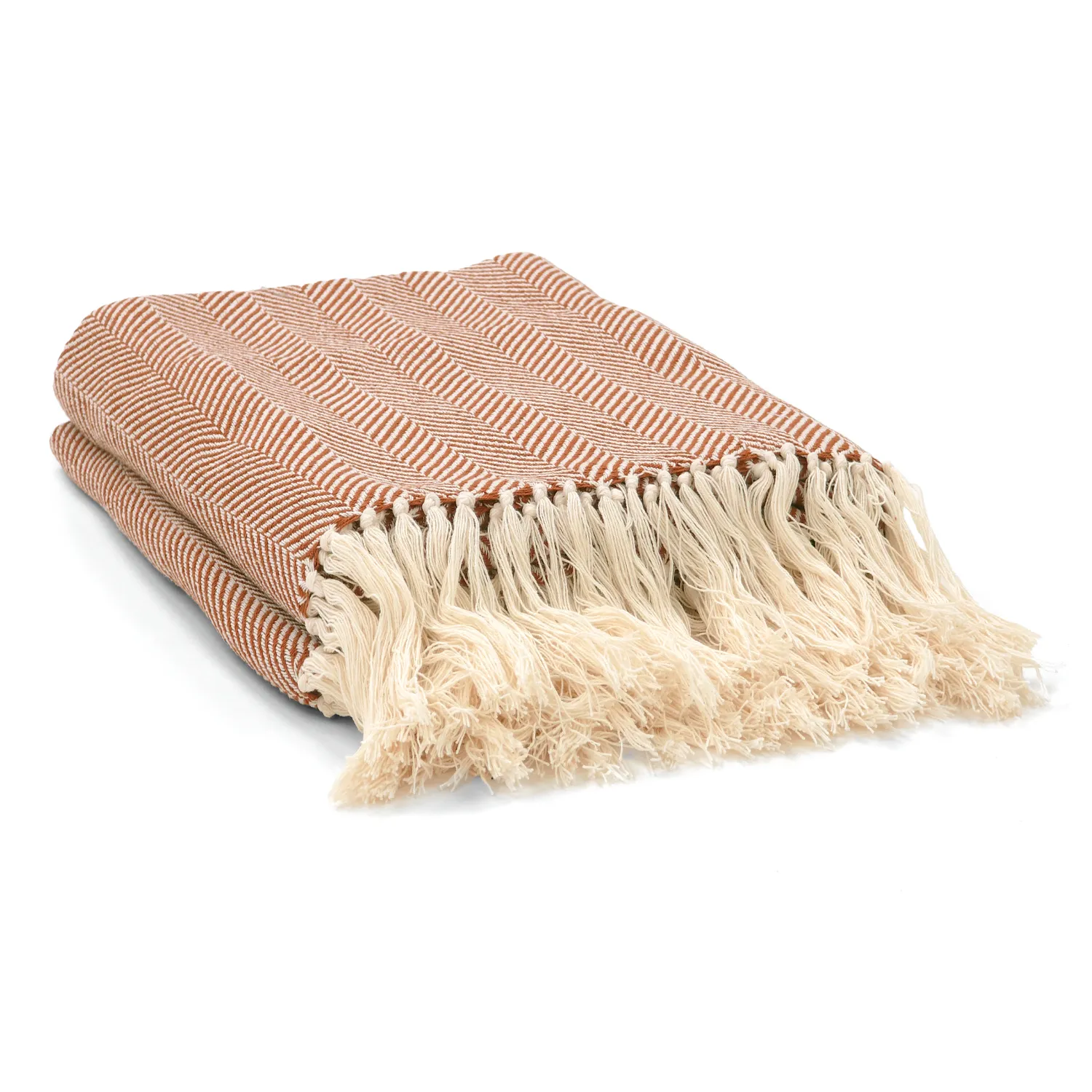 Coperte - Plaid in cotone - Denisa Fishbone (marrone/bianco)