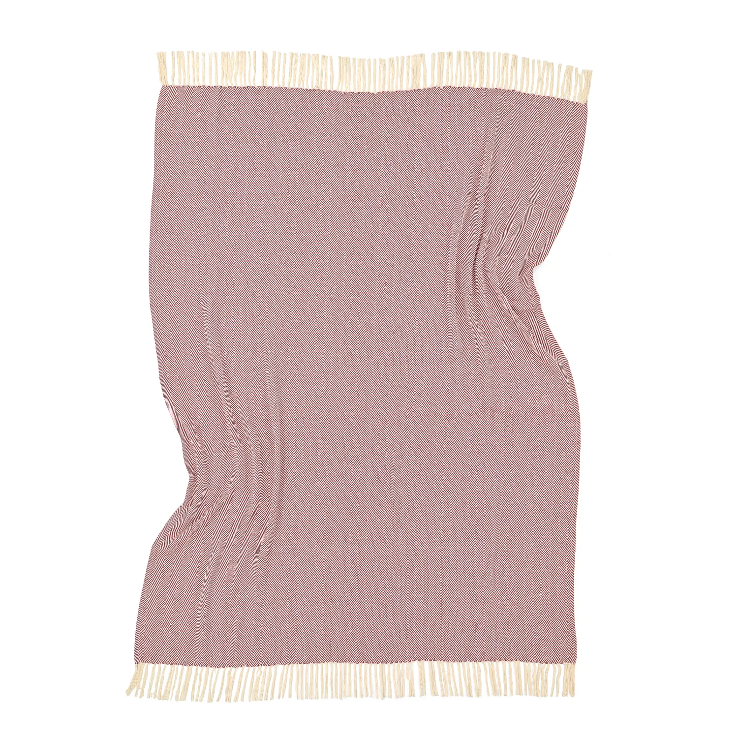 Coperte - Plaid in cotone - Denisa Fishbone (rosso/bianco)