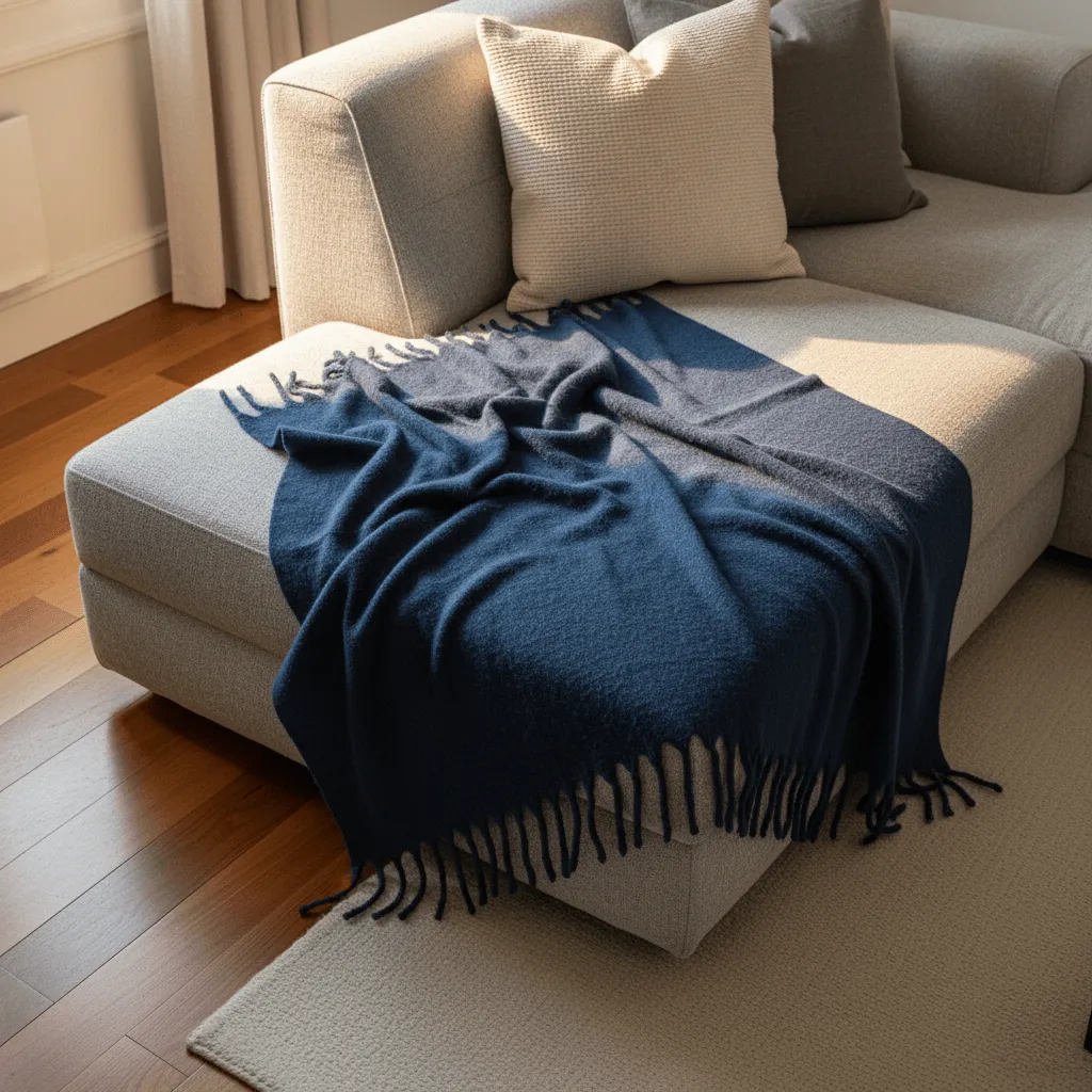 Coperte - Plaid in misto lana - Samantha (blu navy)
