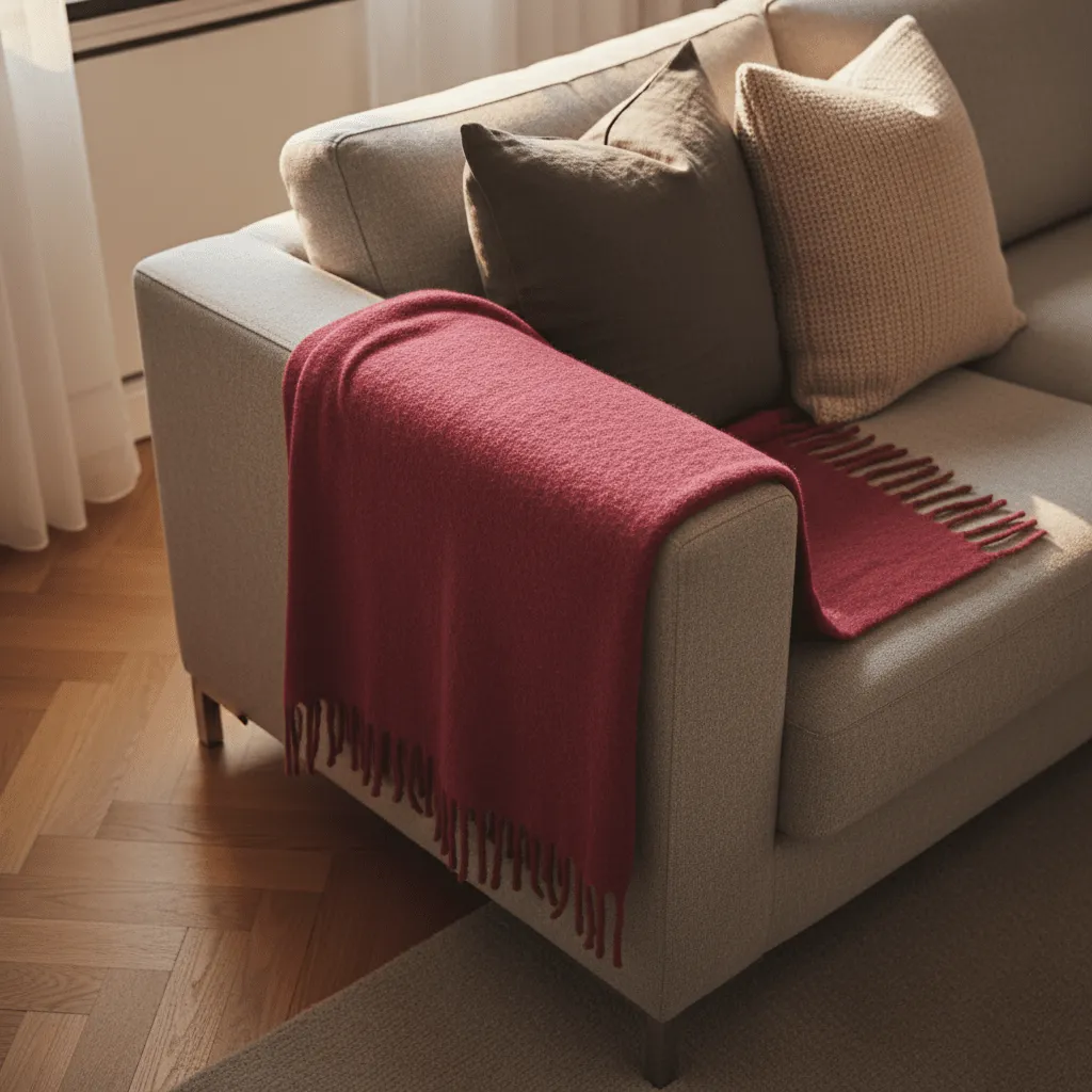 Coperte - Plaid in misto lana - Samantha (rosso scuro)