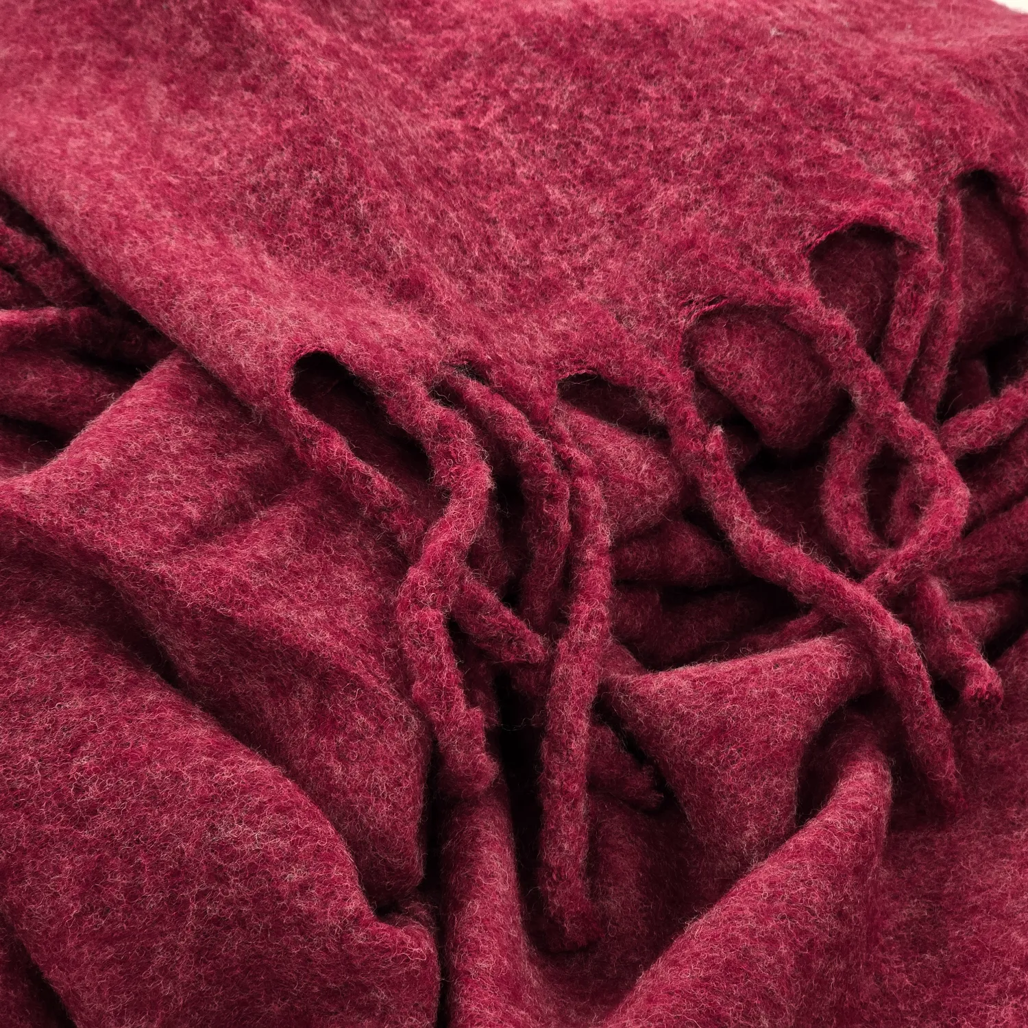 Coperte - Plaid in misto lana - Samantha (rosso scuro)