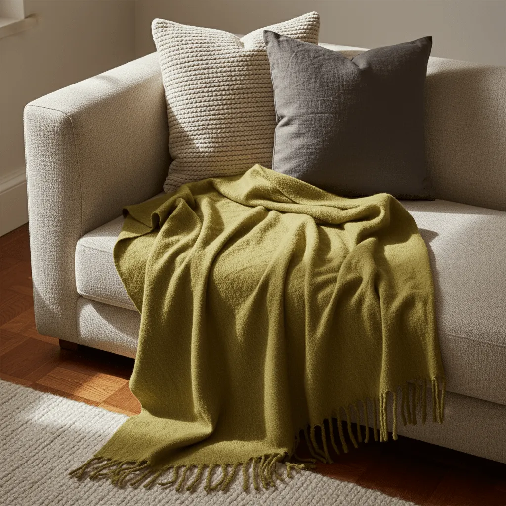 Coperte - Plaid in misto lana - Samantha (verde oliva)