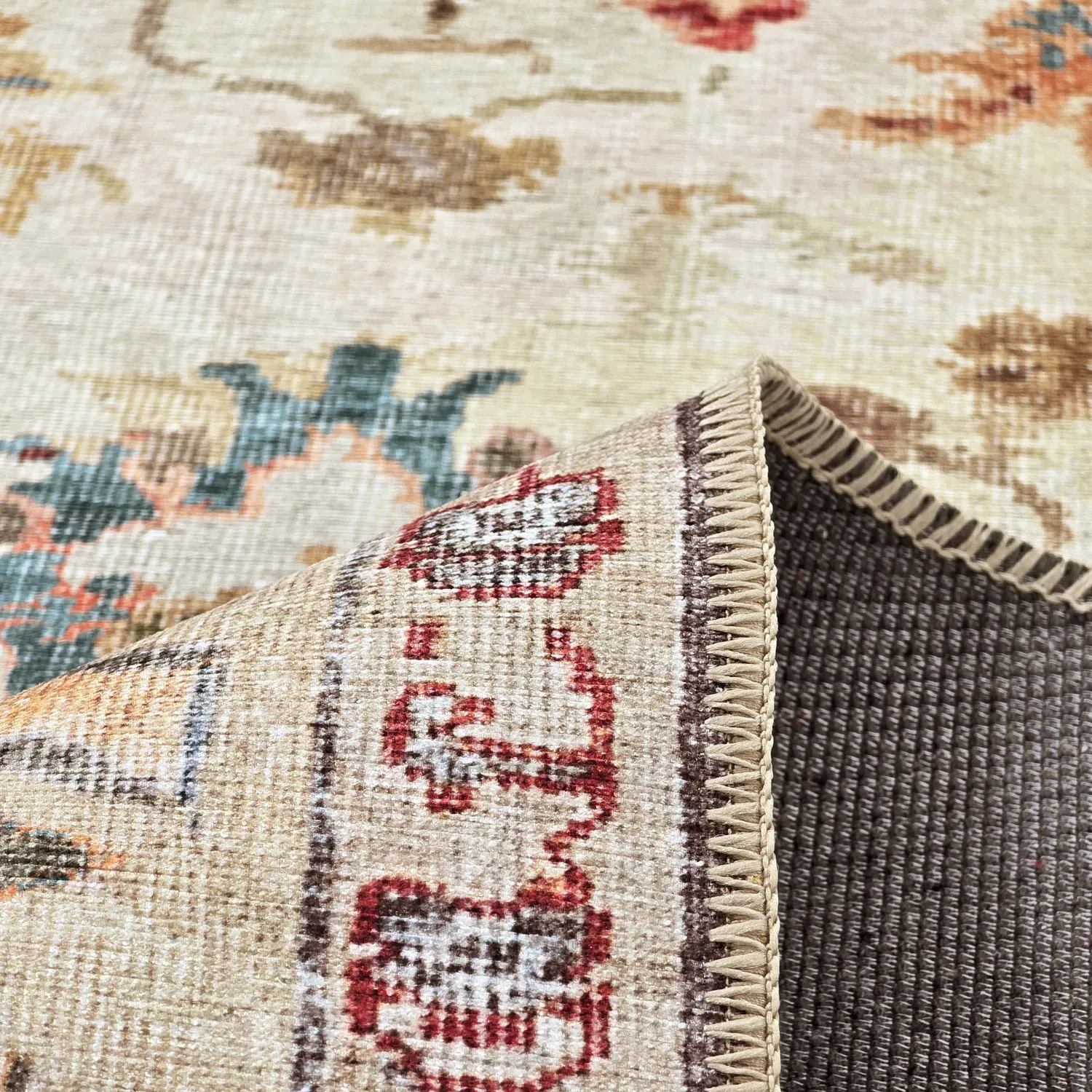 Tappeto a tessitura piatta - Adira (grigio/rosa)