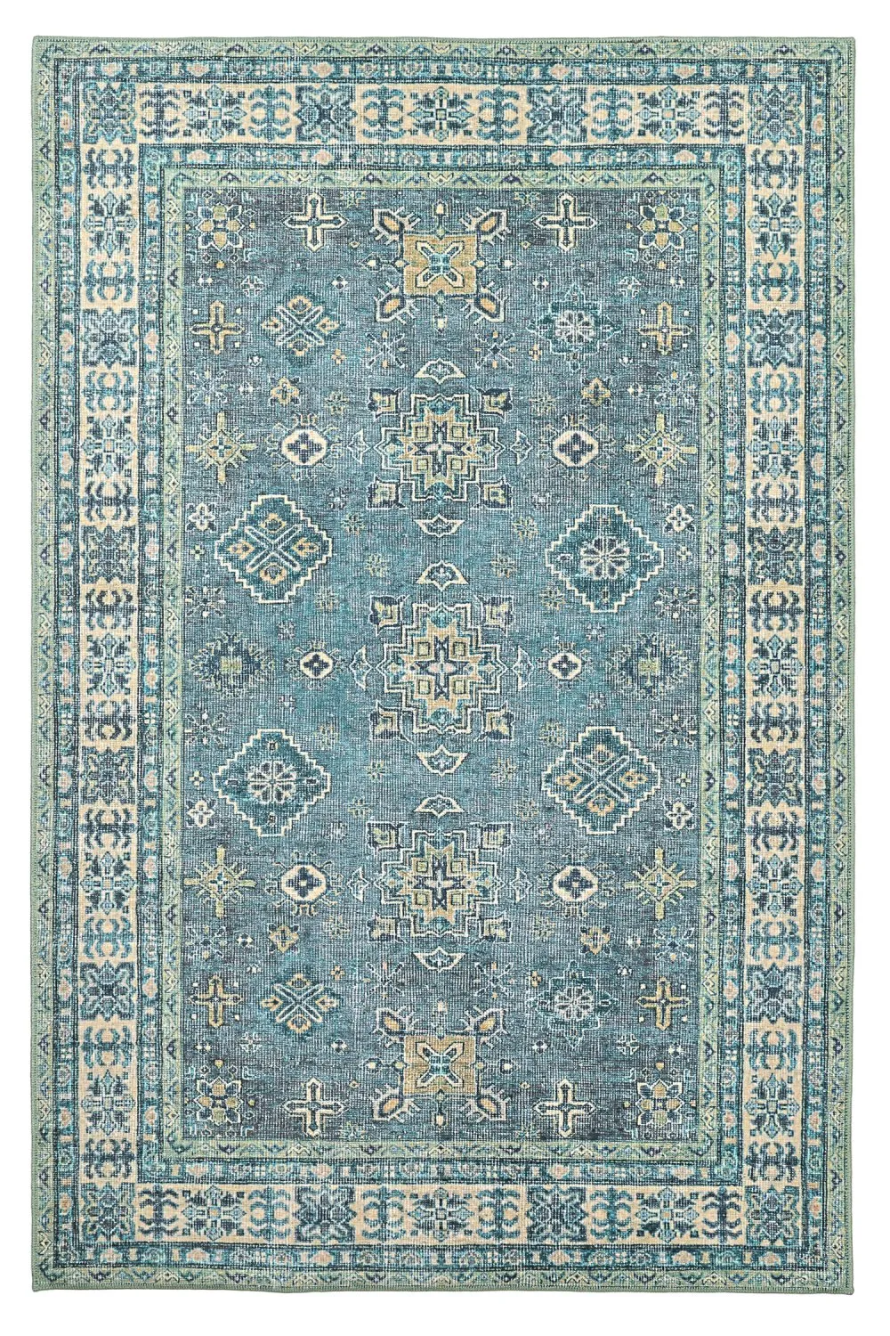 Tappeto a tessitura piatta - Benaluna (blu/verde)
