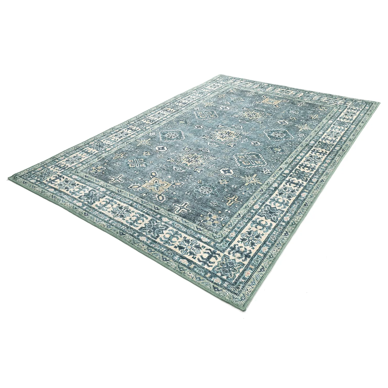 Tappeto a tessitura piatta - Benaluna (blu/verde)