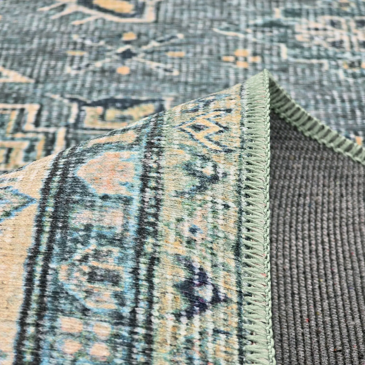 Tappeto a tessitura piatta - Benaluna (blu/verde)