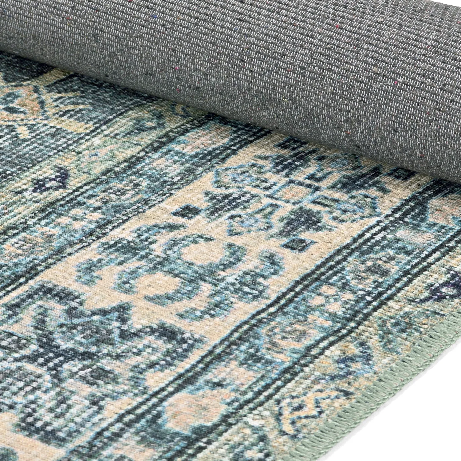 Tappeto a tessitura piatta - Benaluna (blu/verde)