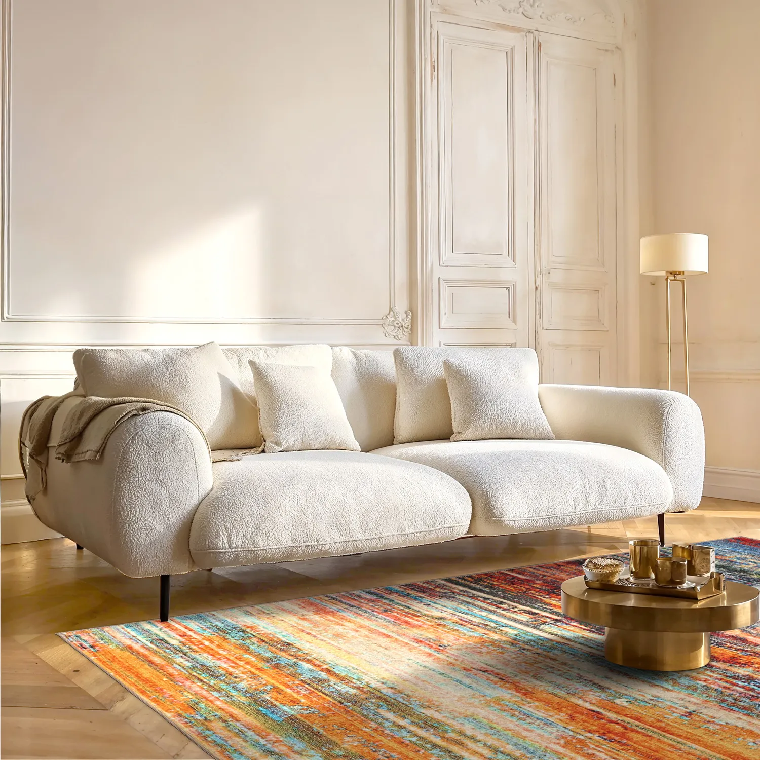 Tappeto a tessitura piatta - Kazea (arancione/multicolore)