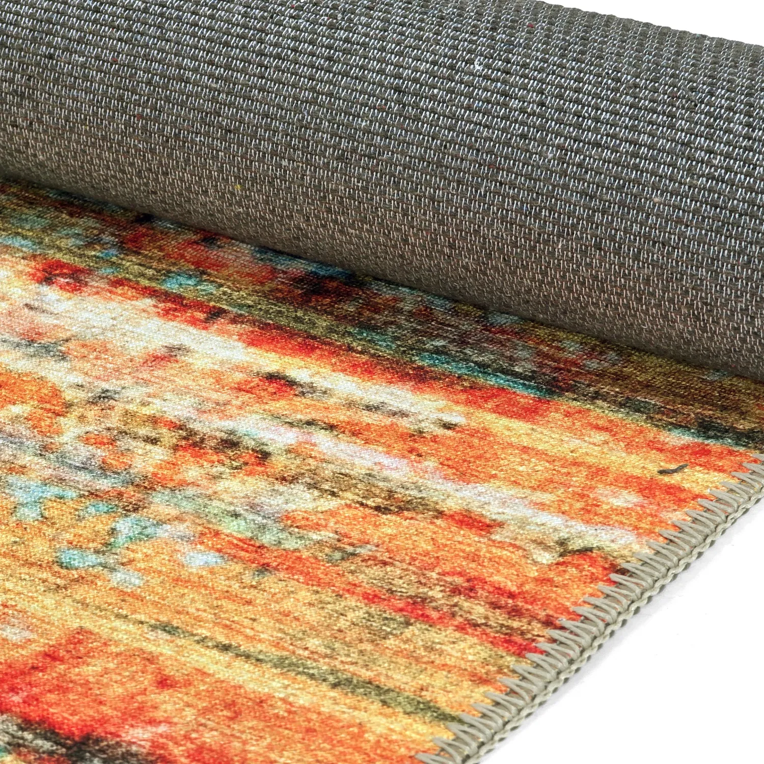 Tappeto a tessitura piatta - Kazea (arancione/multicolore)