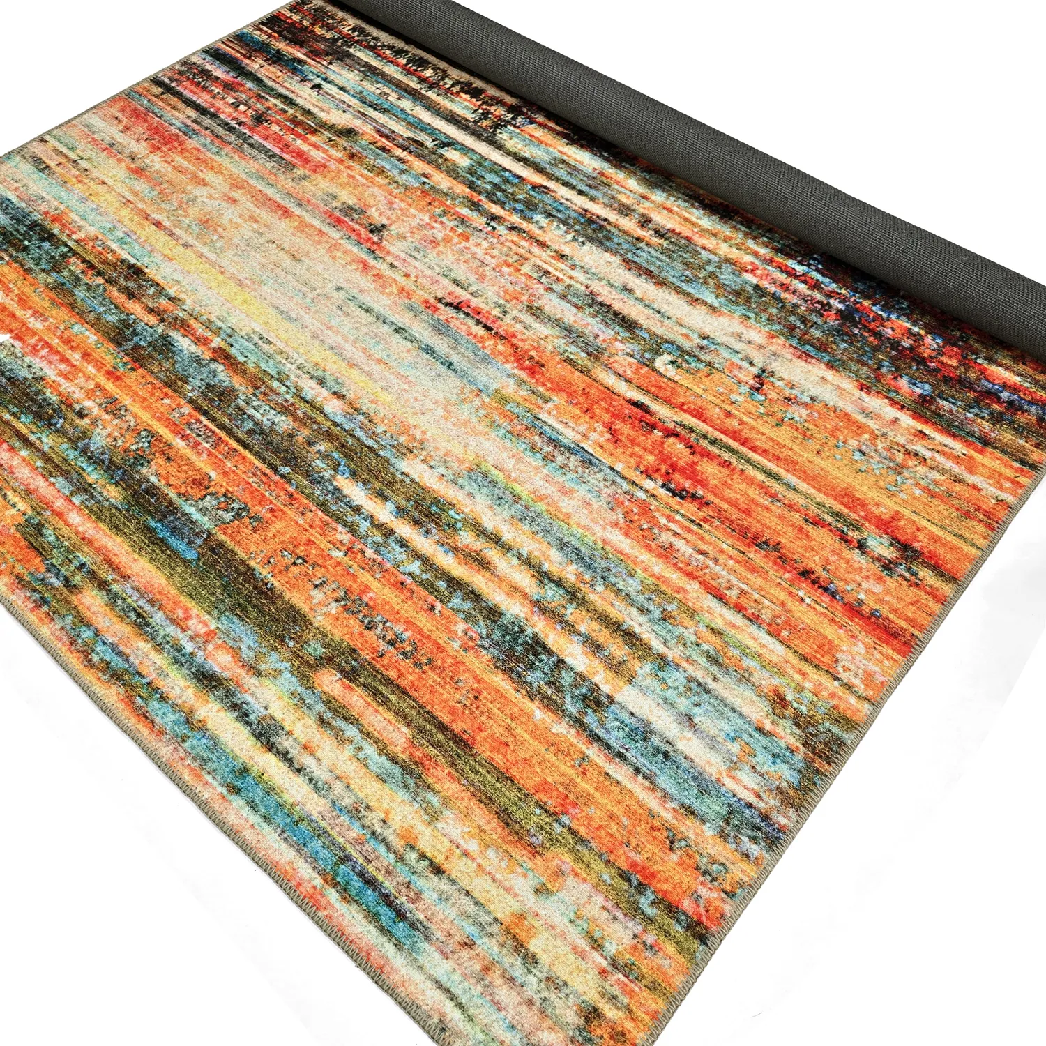 Tappeto a tessitura piatta - Kazea (arancione/multicolore)