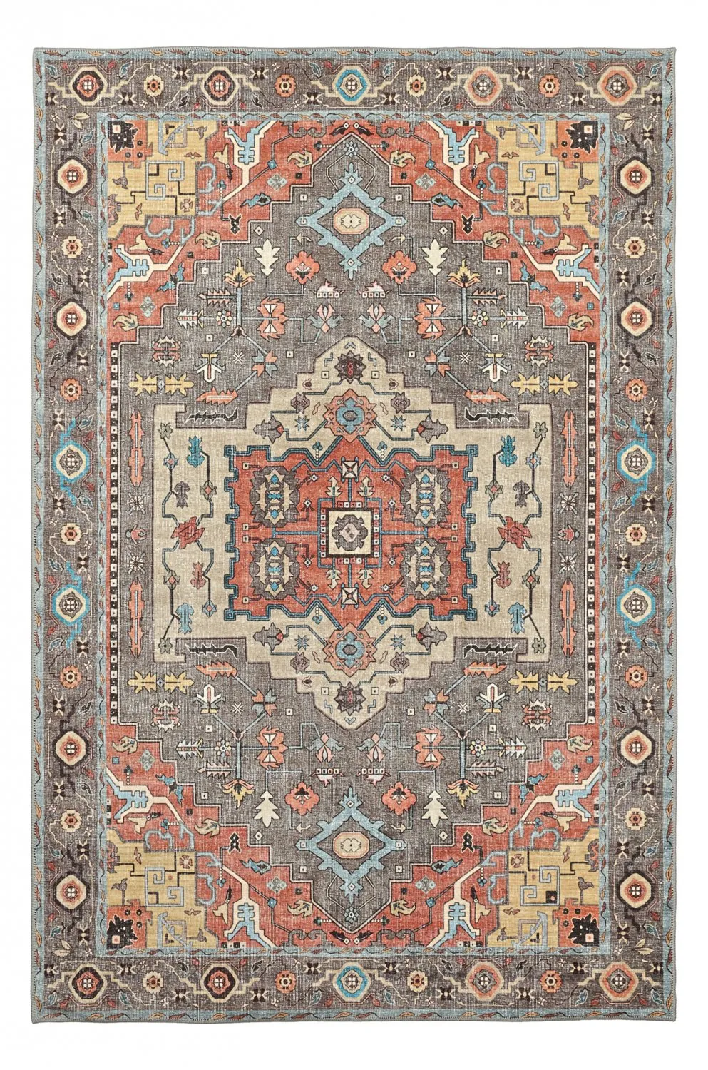 Tappeto a tessitura piatta - Kordava (grigio/rosso)
