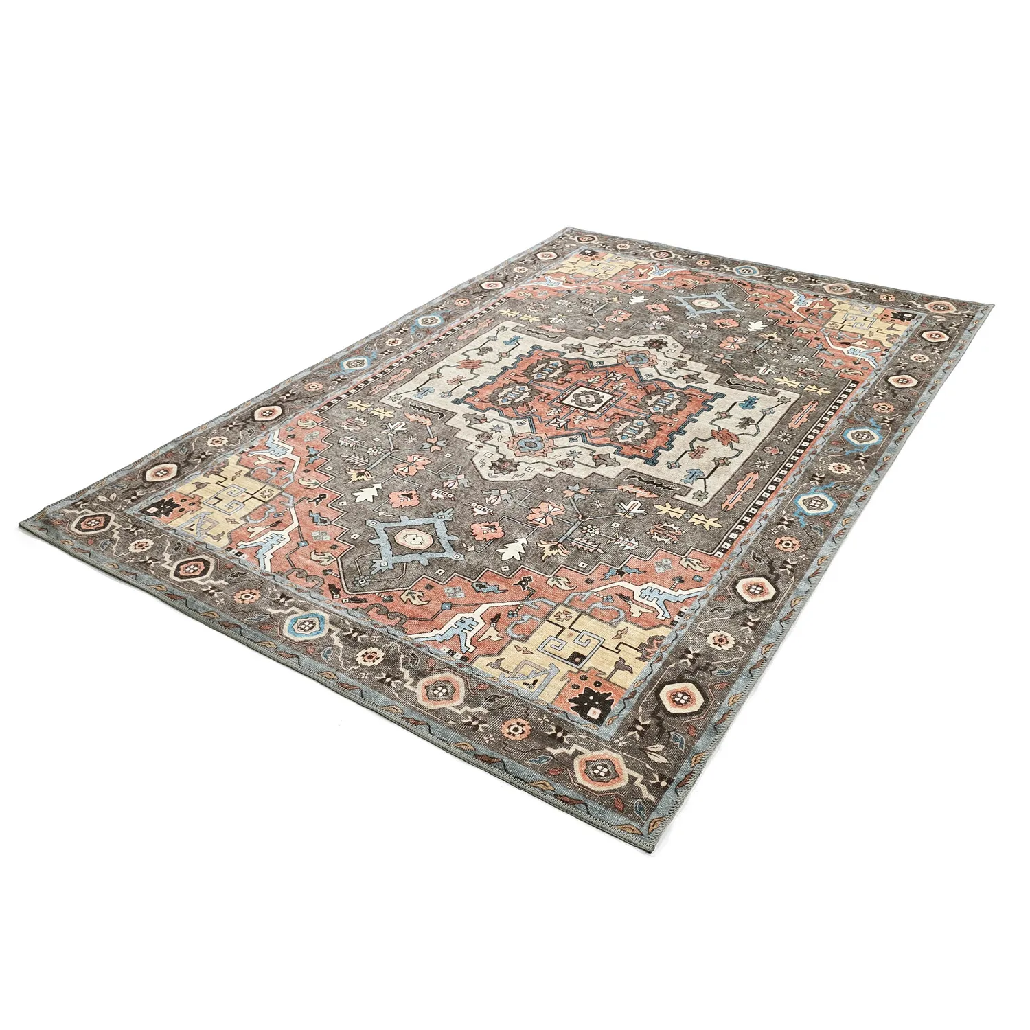 Tappeto a tessitura piatta - Kordava (grigio/rosso)