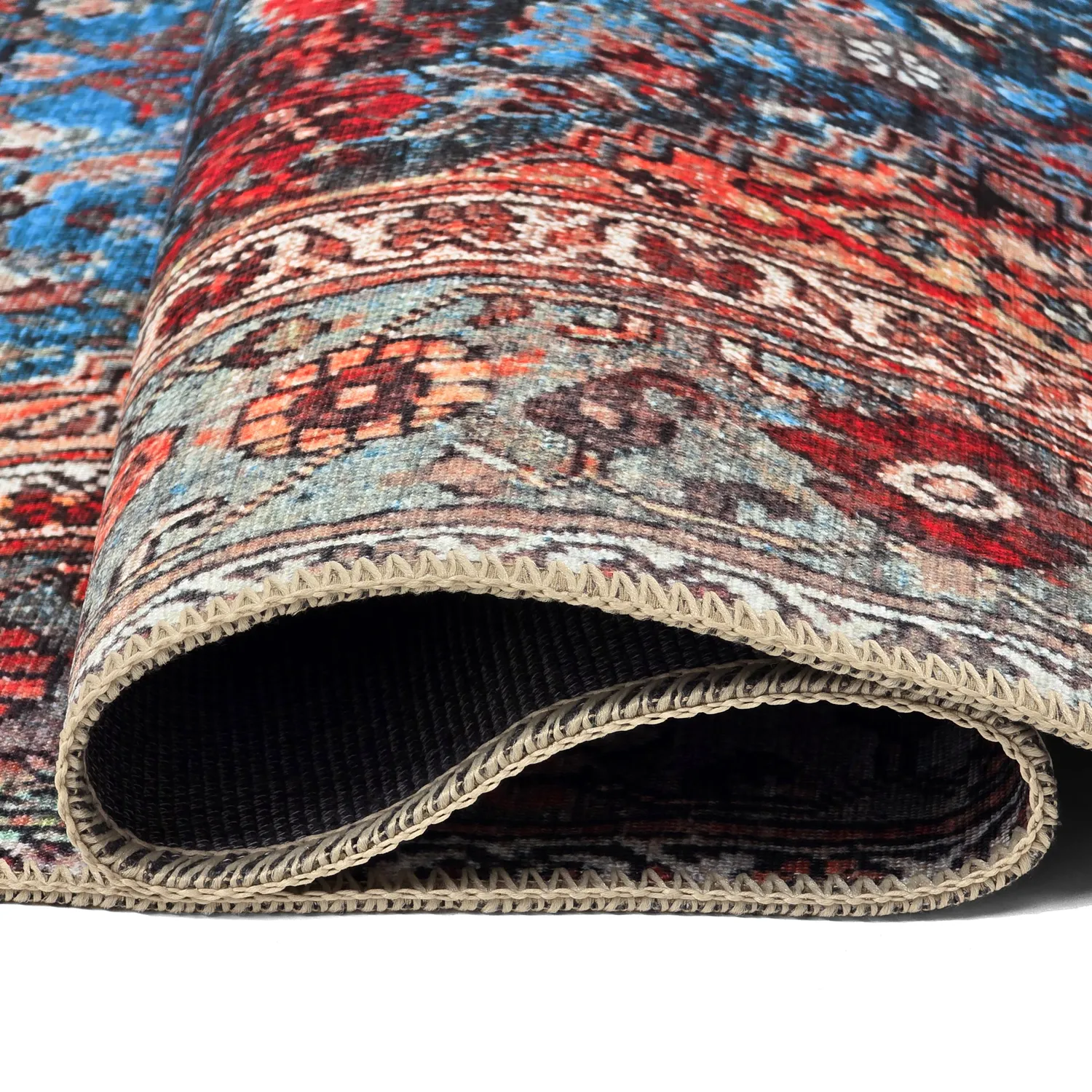 Tappeto a tessitura piatta - Mardin (rosso/blu)
