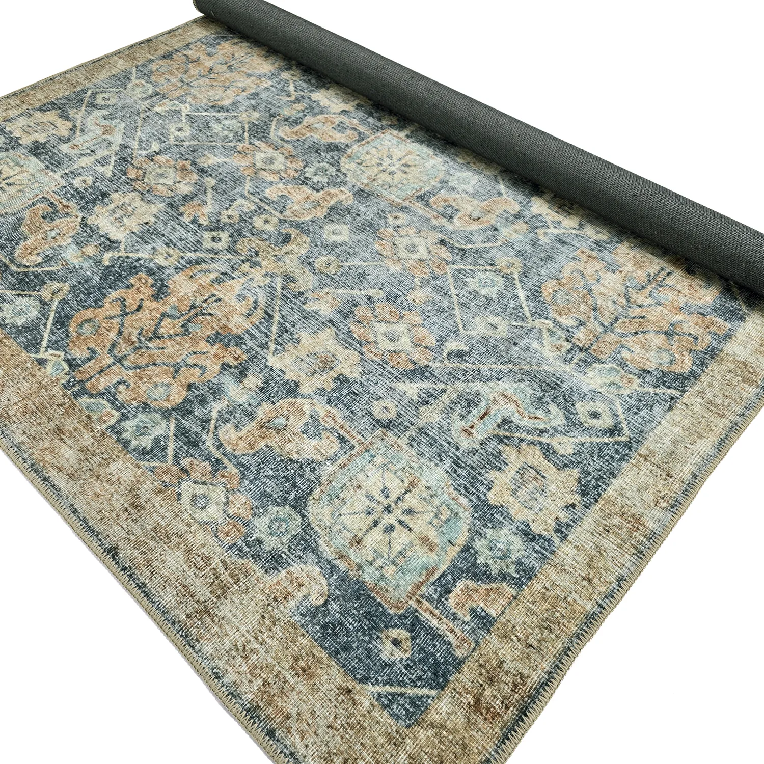 Tappeto a tessitura piatta - Noura (blu)