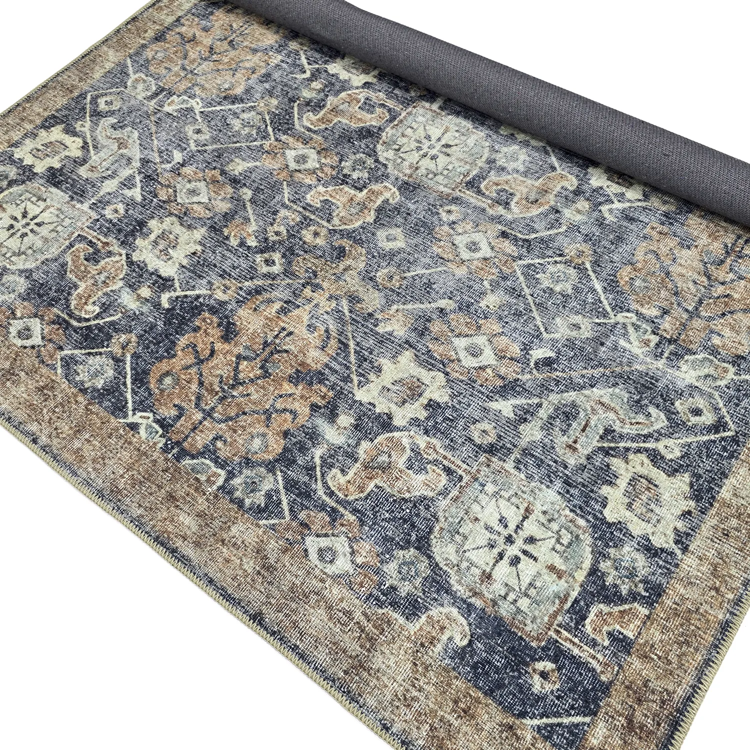 Tappeto a tessitura piatta - Noura (blu scuro)