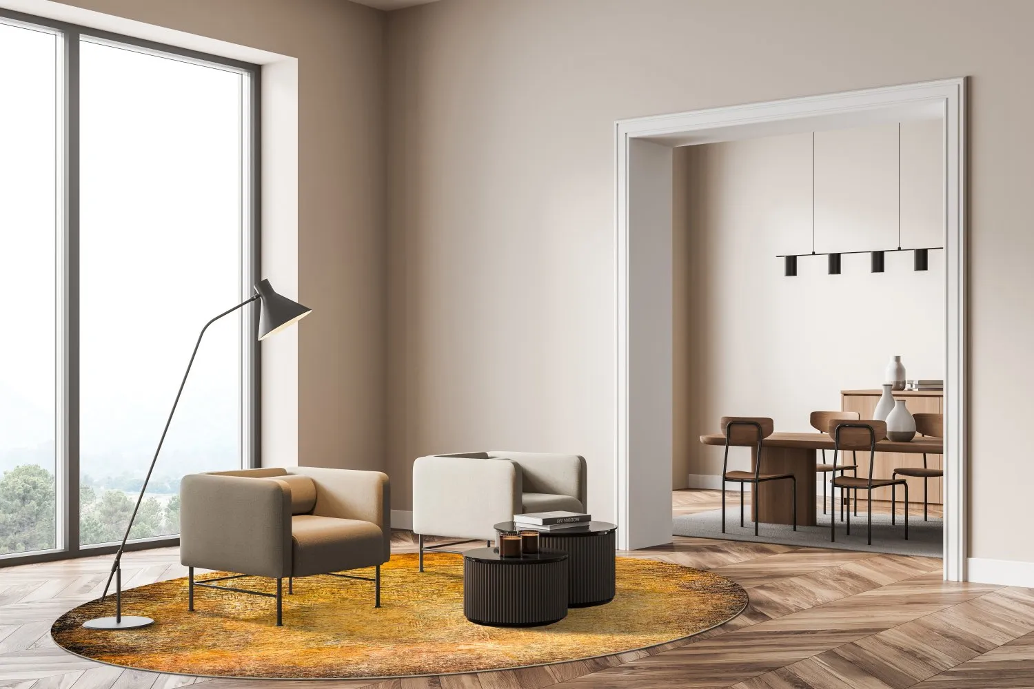 Tappeto rotondo - Minde (oro)
