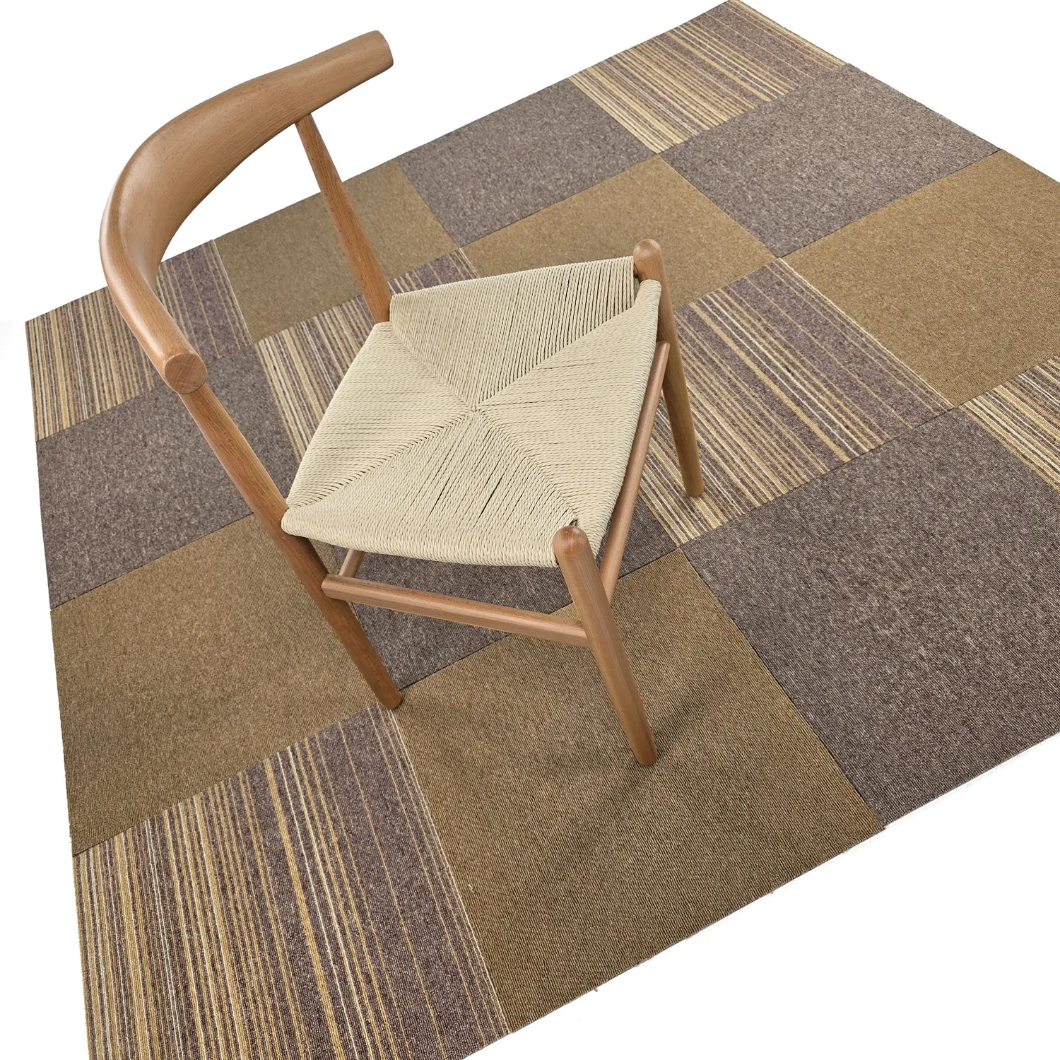 Moquette - Almeria Piastrelle tessili 24 pz. (a righe irregolari marrone)