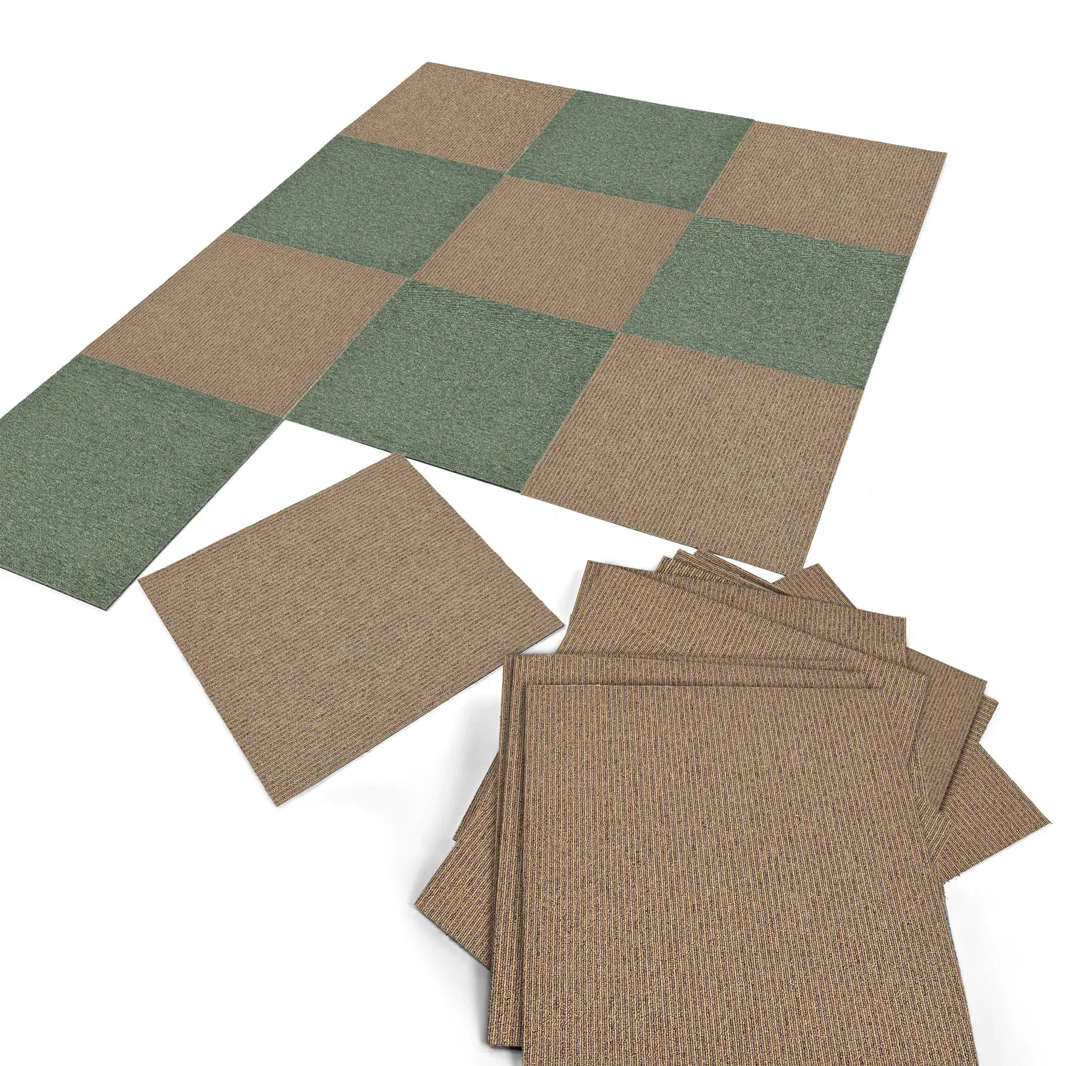 Moquette - Almeria Piastrelle tessili 24 pz. (a righe marrone)