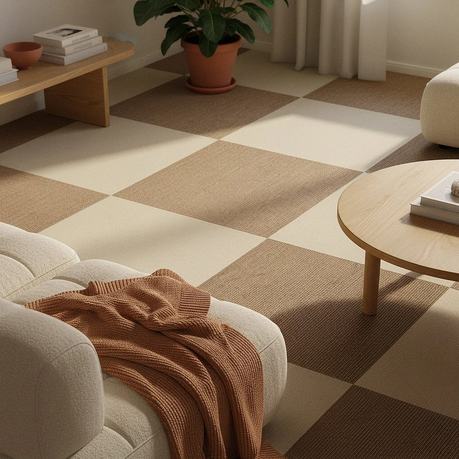 Moquette - Almeria Piastrelle tessili 24 pz. (crema)