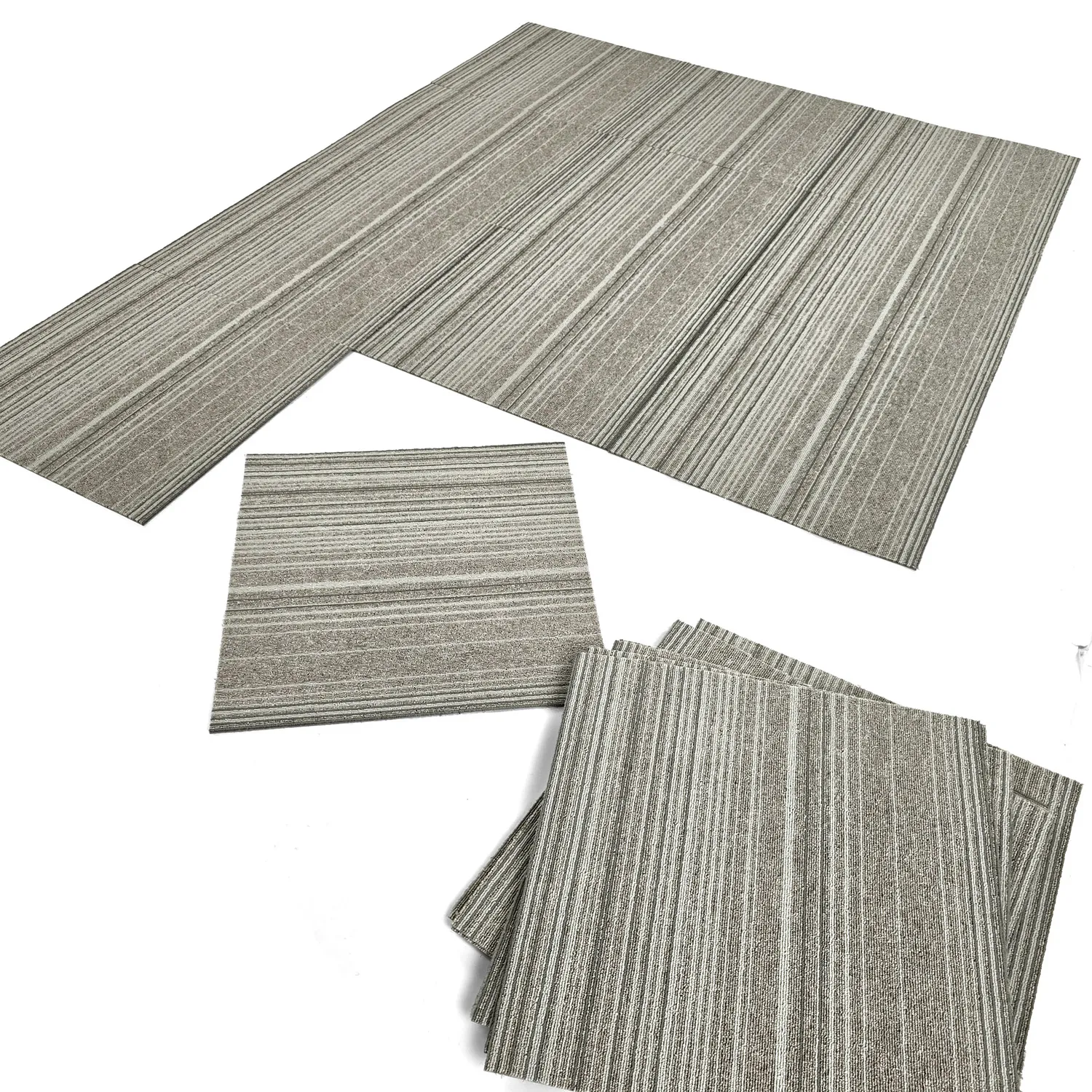Moquette - Almeria Piastrelle tessili 24 pz. (a righe irregolari grigio)