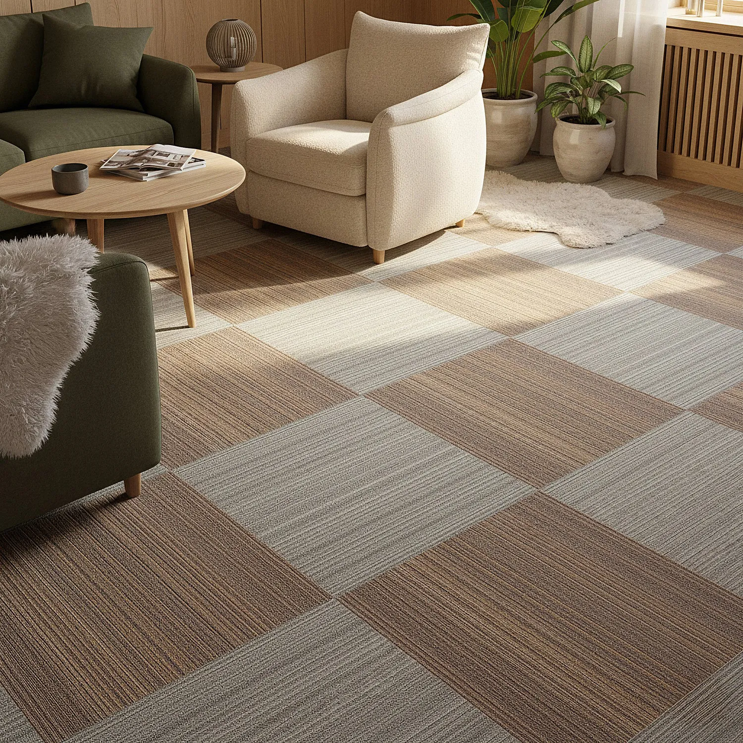 Moquette - Almeria Piastrelle tessili 24 pz. (a righe irregolari grigio)