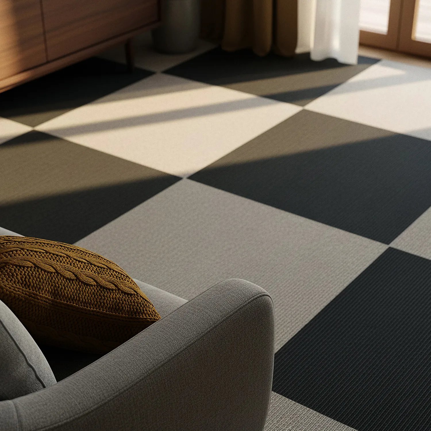 Moquette - Almeria Piastrelle tessili 24 pz. (grigio)