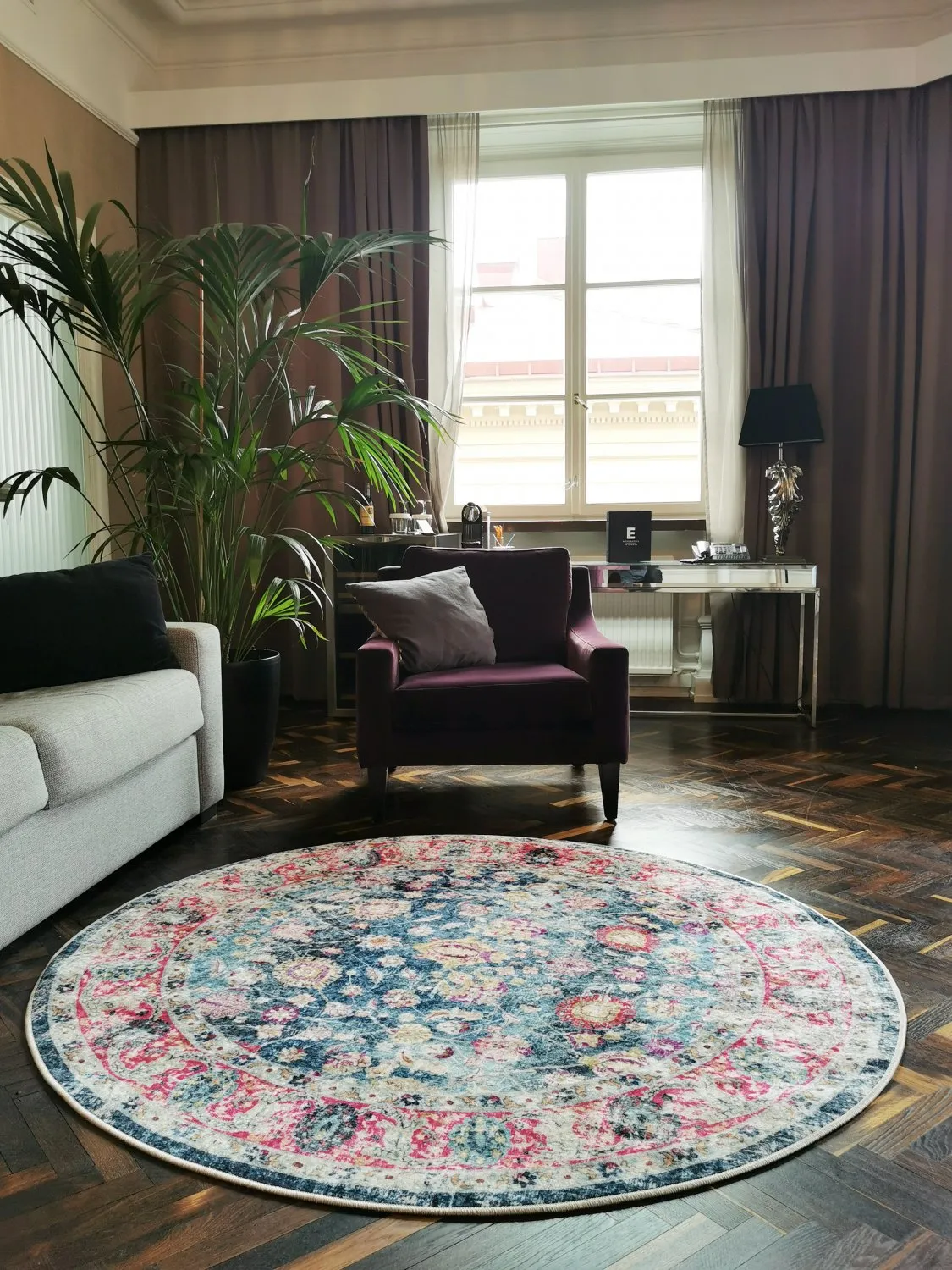 Tappeto rotondo - Bouhjar (blu/rosa/multi)