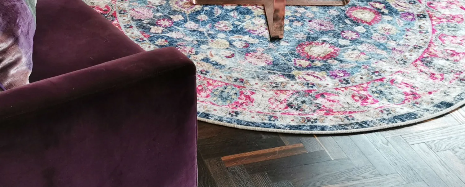 Tappeto rotondo - Bouhjar (blu/rosa/multi)