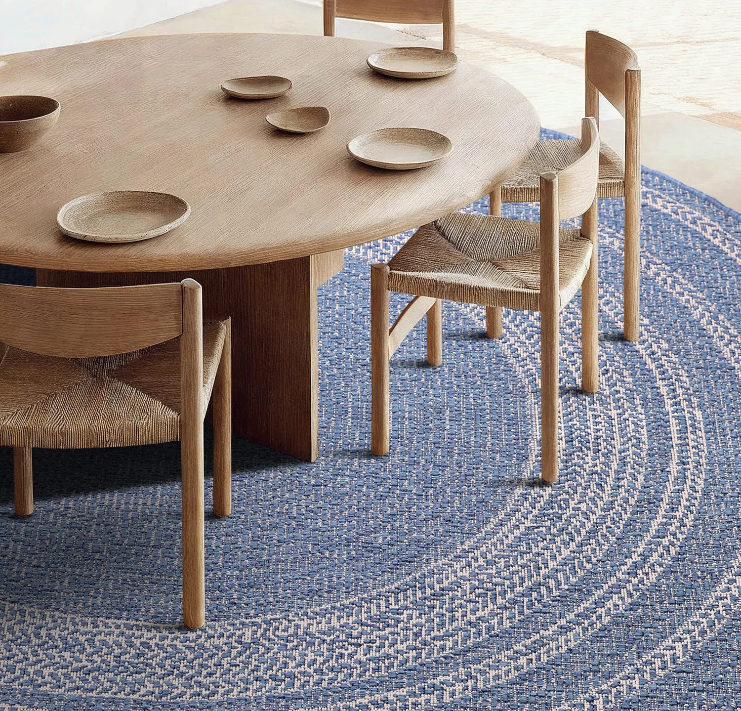 Tappeto rotondo - Indoor/Outdoor Angus (blu)