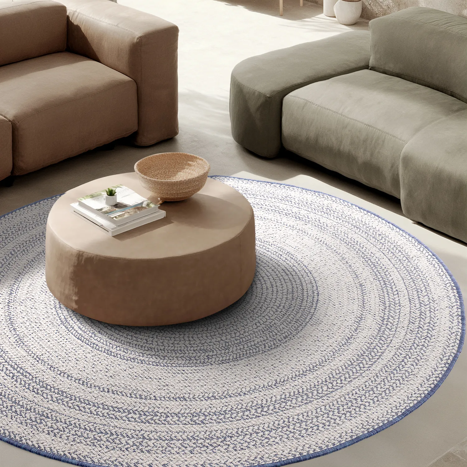 Tappeto rotondo - Indoor/Outdoor Angus (blu)